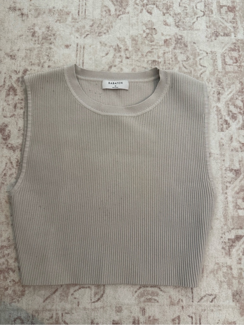 Babaton Ribbed Sleeveless Knit Top — Taupe